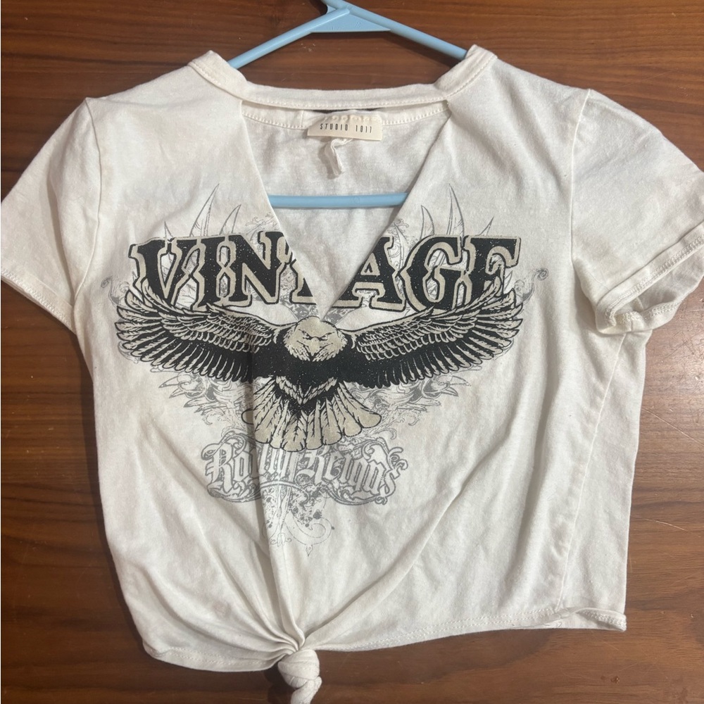 Studio I White Graphic Crop Top
